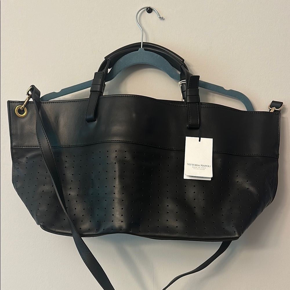 Victoria Napoli genuine, leather tote bag with Crossbody strap
